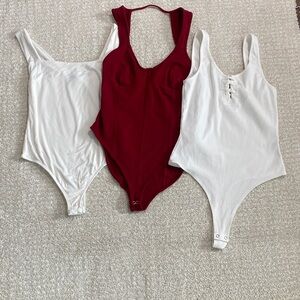 Double Zero Women's Bodysuit Trio - Red and White